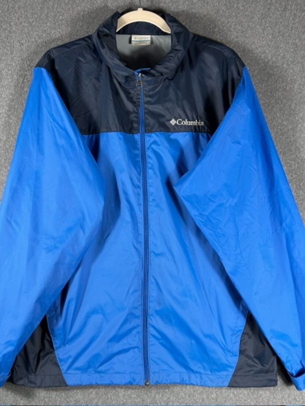 Columbia Glennaker Lake Rain Jacket Mens Sz Medium Blue Lightweight Colorblock